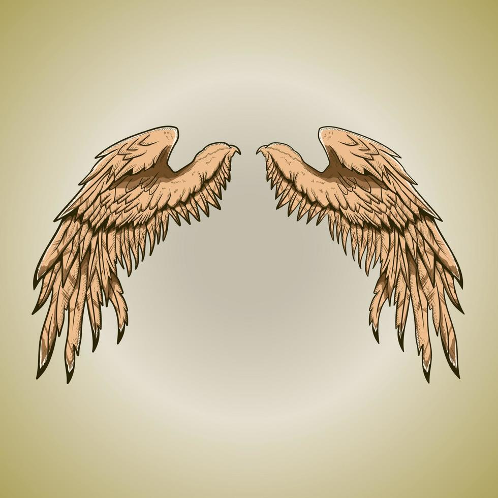heilig goud engel vleugel veer legendarisch vogel vector illustratie artwork