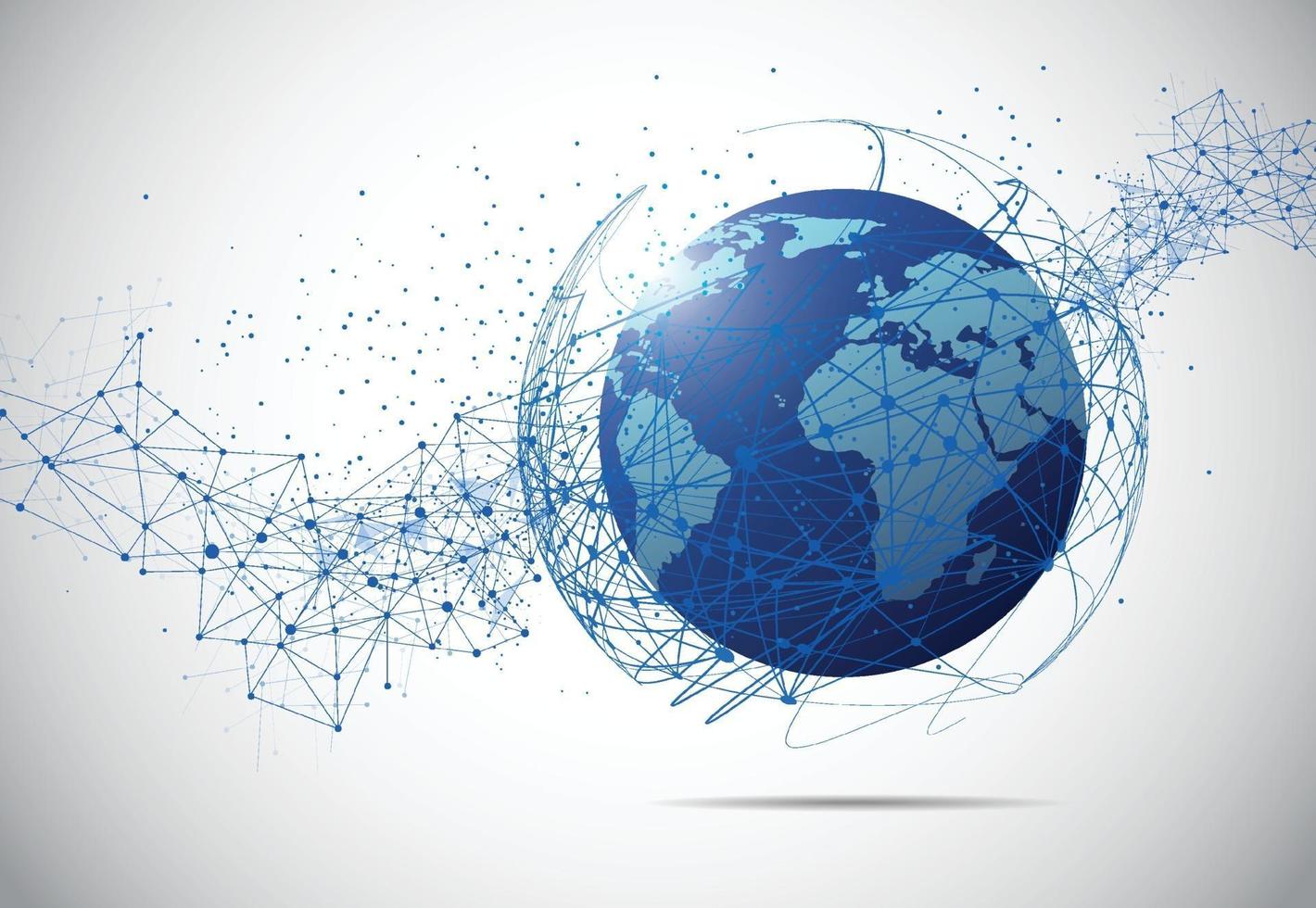 wereldwijde netwerkverbinding. wereldkaartpunt en lijnsamenstelling concept van globale zaken. vector illustratie