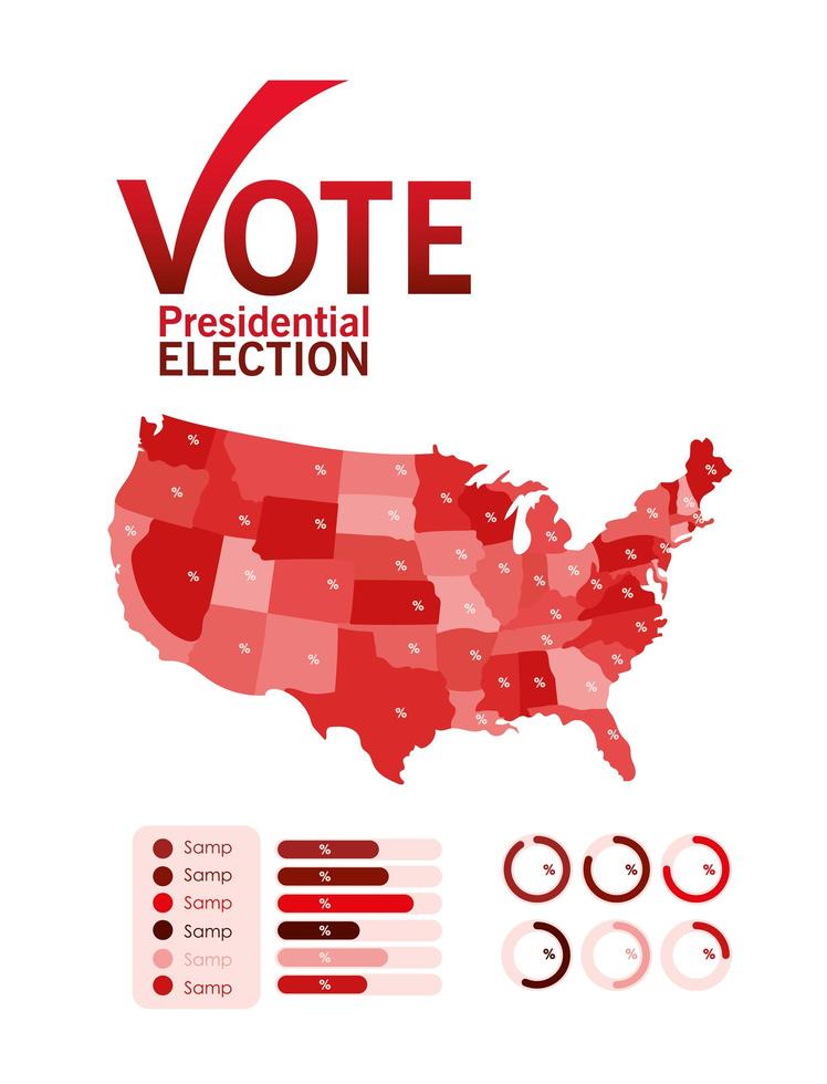 presidentsverkiezingen stemmen met kaart infographic vector