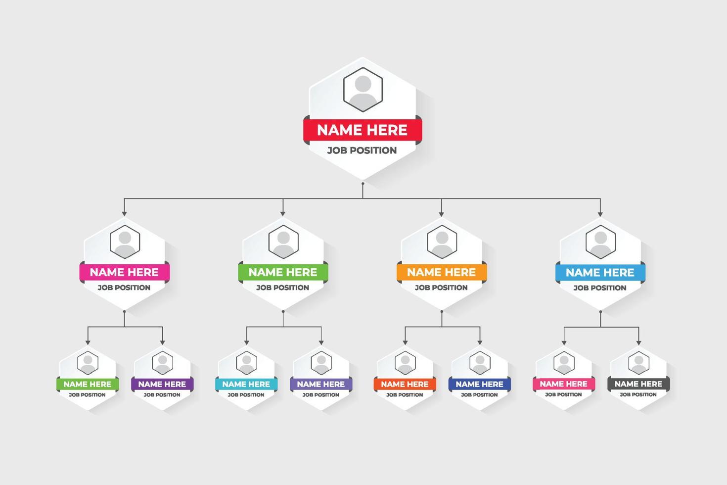 baan positie classificatie diagram tabel ontwerp met kleurrijk zeshoek vormen. gegevens analyse en presentatie sjabloon vector voor kantoor beheer. bedrijf positie visualisatie infographic vector.