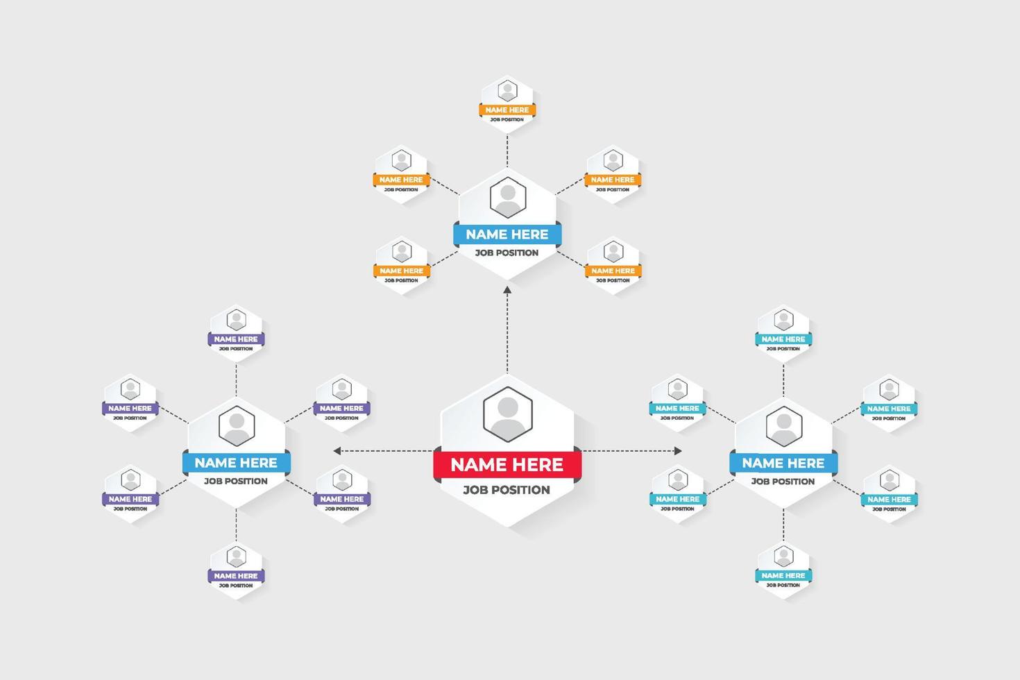 baan positie en kantoor beheer tabel infographic vector met kleurrijk secties. bedrijf gegevens visualisatie en workflow diagram ontwerp met zeshoek vormen. tabel infographic tijdlijn vector.