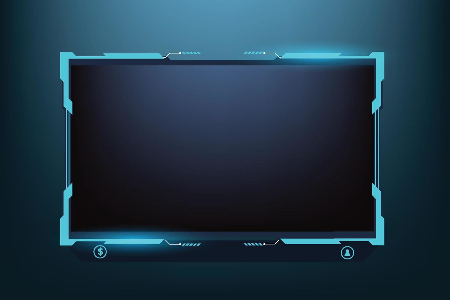 online streaming bedekking en scherm koppel decoratie. leven gaming bedekking vector voor gamers met abstract vormen. uitzending scherm paneel ontwerp met futuristische glimmend blauw kleur.