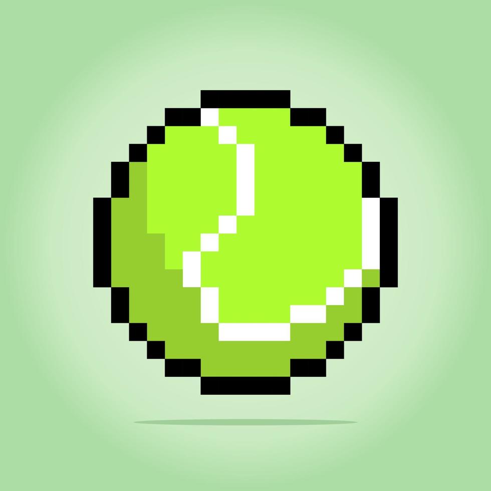 8 bit pixel tennisbal in vectorillustraties voor game-items en kruissteekpatronen. vector