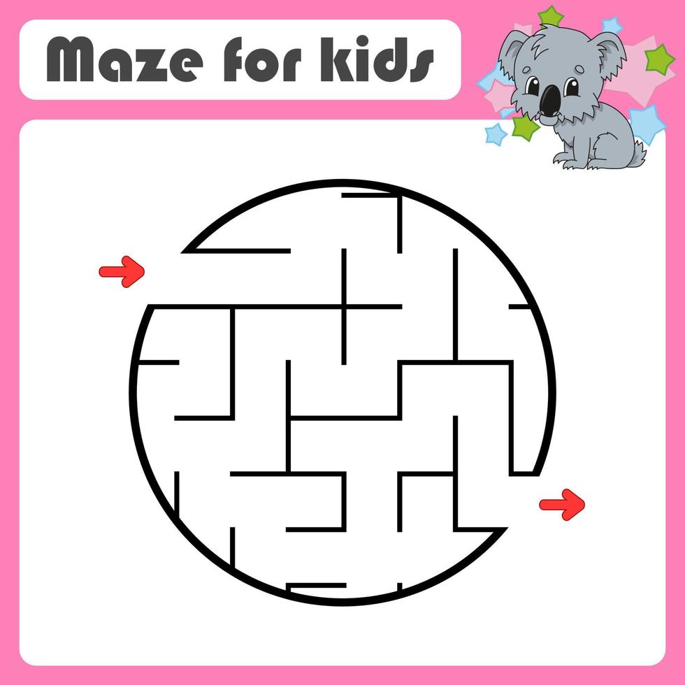 abstracte doolhof. spel voor kinderen. puzzel voor kinderen. cartoon-stijl. labyrint raadsel. kleur vectorillustratie. de juiste weg vinden. schattig karakter. vector