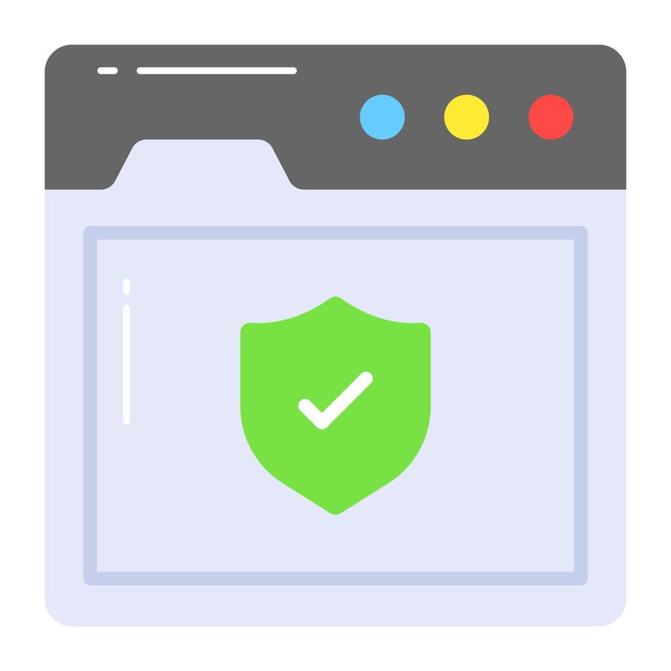 webpagina met bescherming schild, icoon van website veiligheid in modieus stijl vector