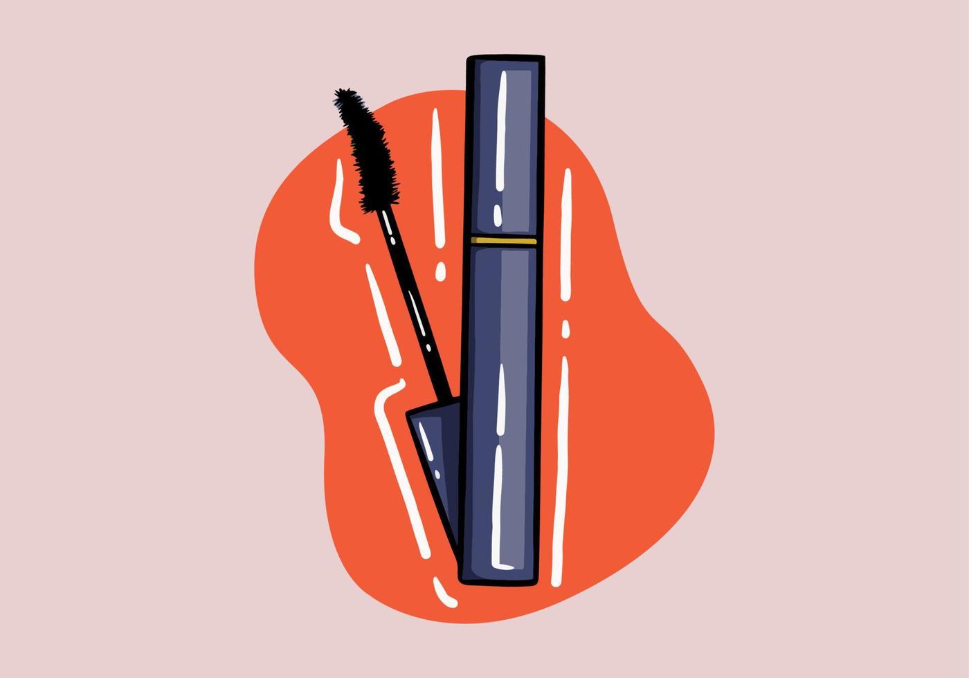 mascara buis en toverstaf applicateur. kunstmatig fles met wimper borstel. geïsoleerd Aan achtergrond. hand- getrokken vector illustratie. mooi zo voor web ontwerp, spandoeken, affiches, advertentie, reclame.