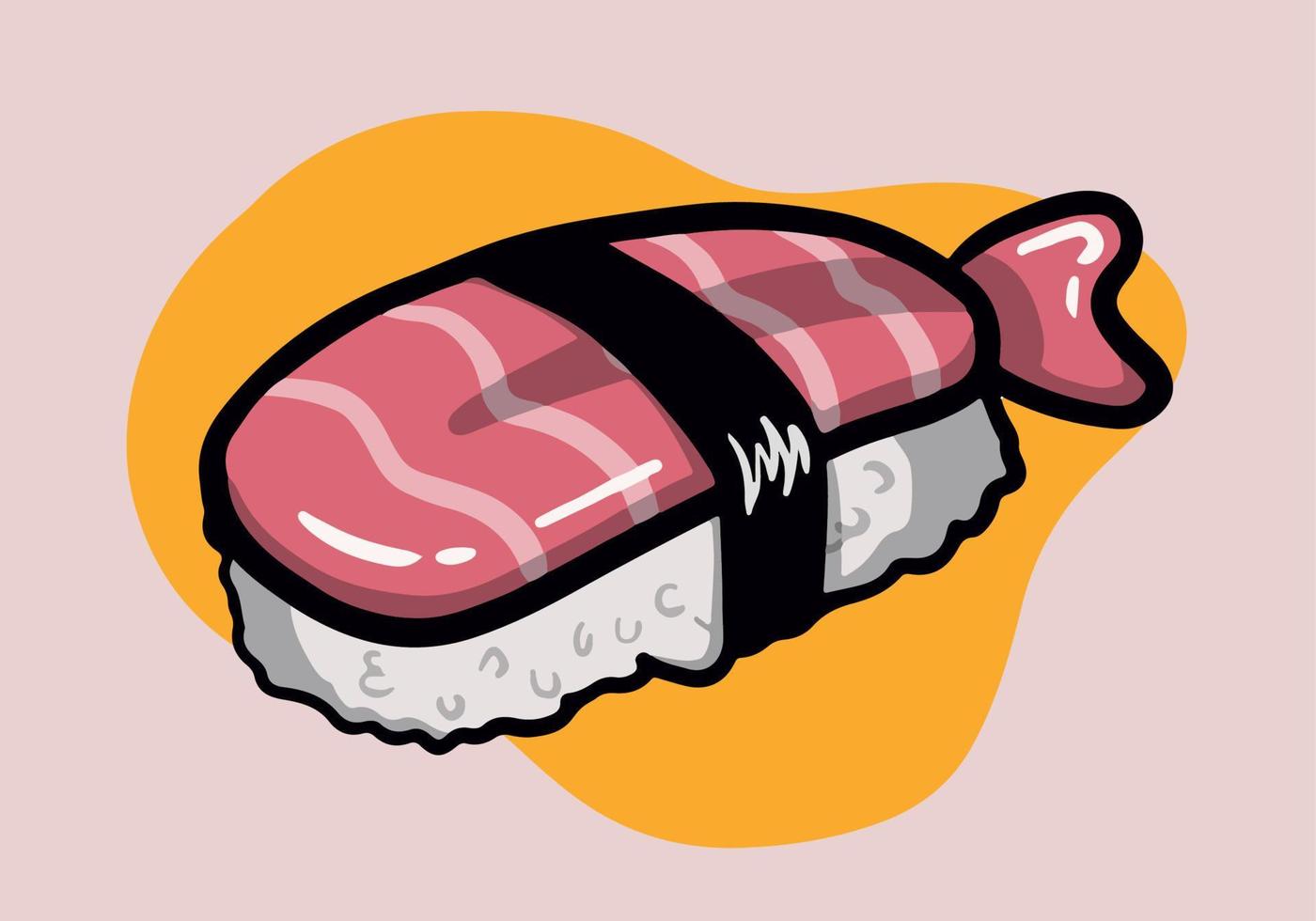 hand- getrokken sashimi sushi. Aziatisch voedsel sashimi sushi. sashimi sushi illustratie met forel vis, Zalm in modieus minimalisme stijl. vector