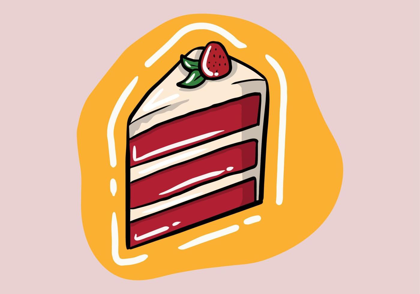 rood fluweel, een hand- getrokken vector illustratie van een rood fluweel taart.