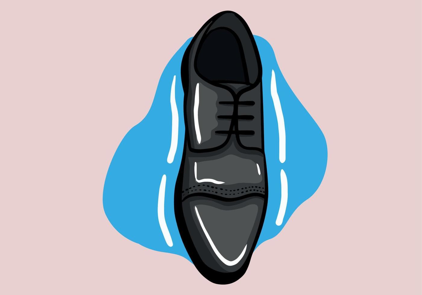zwart Mannen glanzend octrooi leer schoen. vector hand- getrokken illustratie van een geïsoleerd achtergrond.