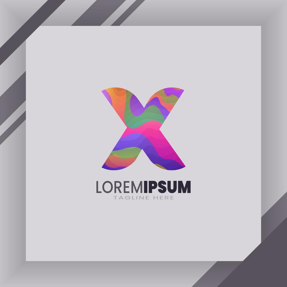 X brief logo identiteit met abstract kleurrijk illustraton Aan papier wit mackup. eps 10. vector