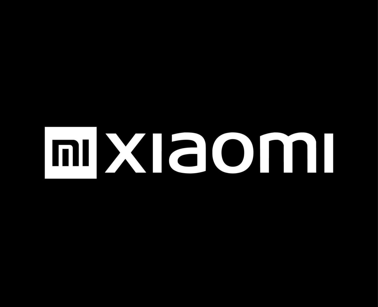 xiaomi merk logo telefoon symbool met naam wit ontwerp Chinese mobiel vector illustratie met zwart achtergrond