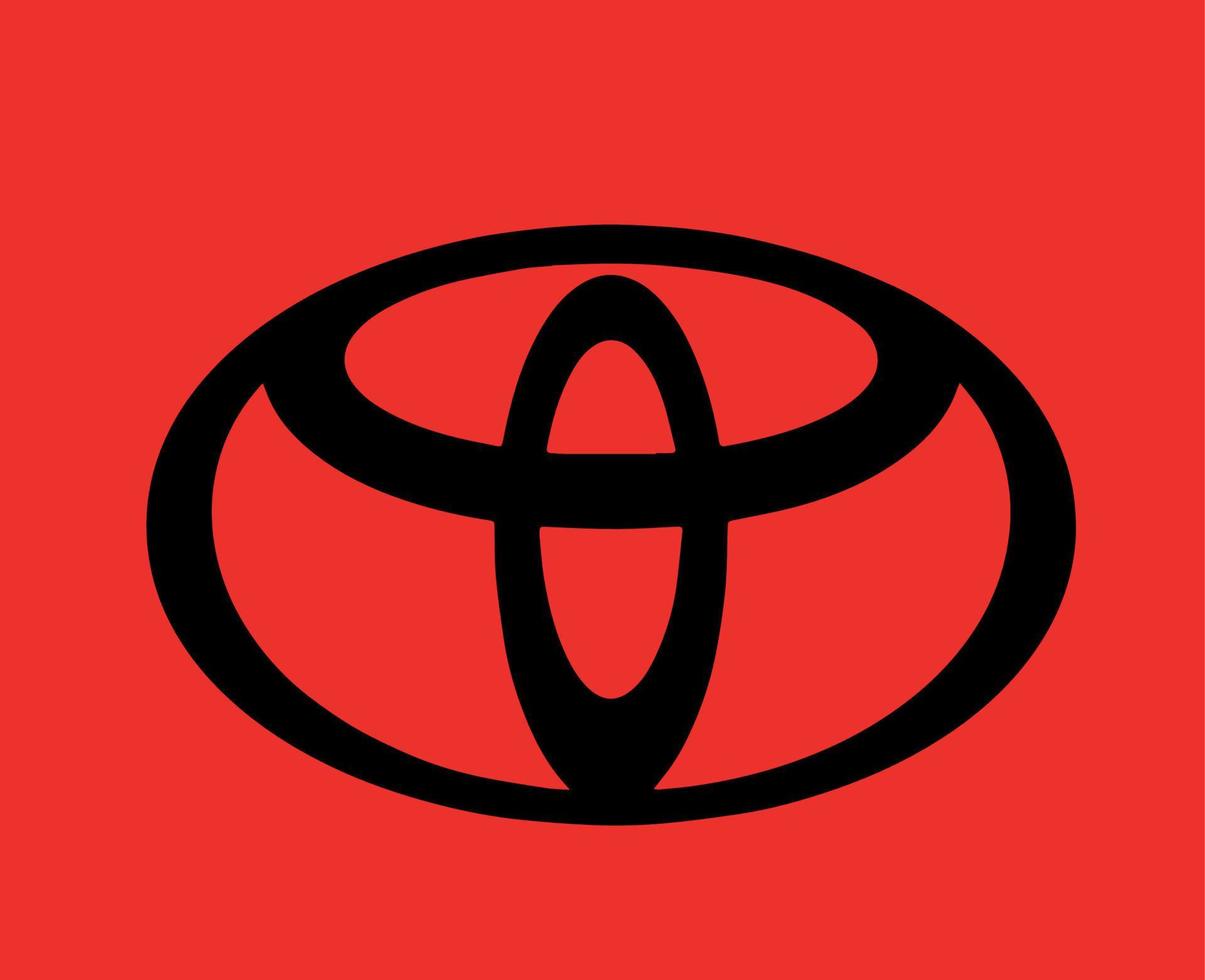 toyota merk logo auto symbool zwart ontwerp Japan auto- vector illustratie met rood achtergrond