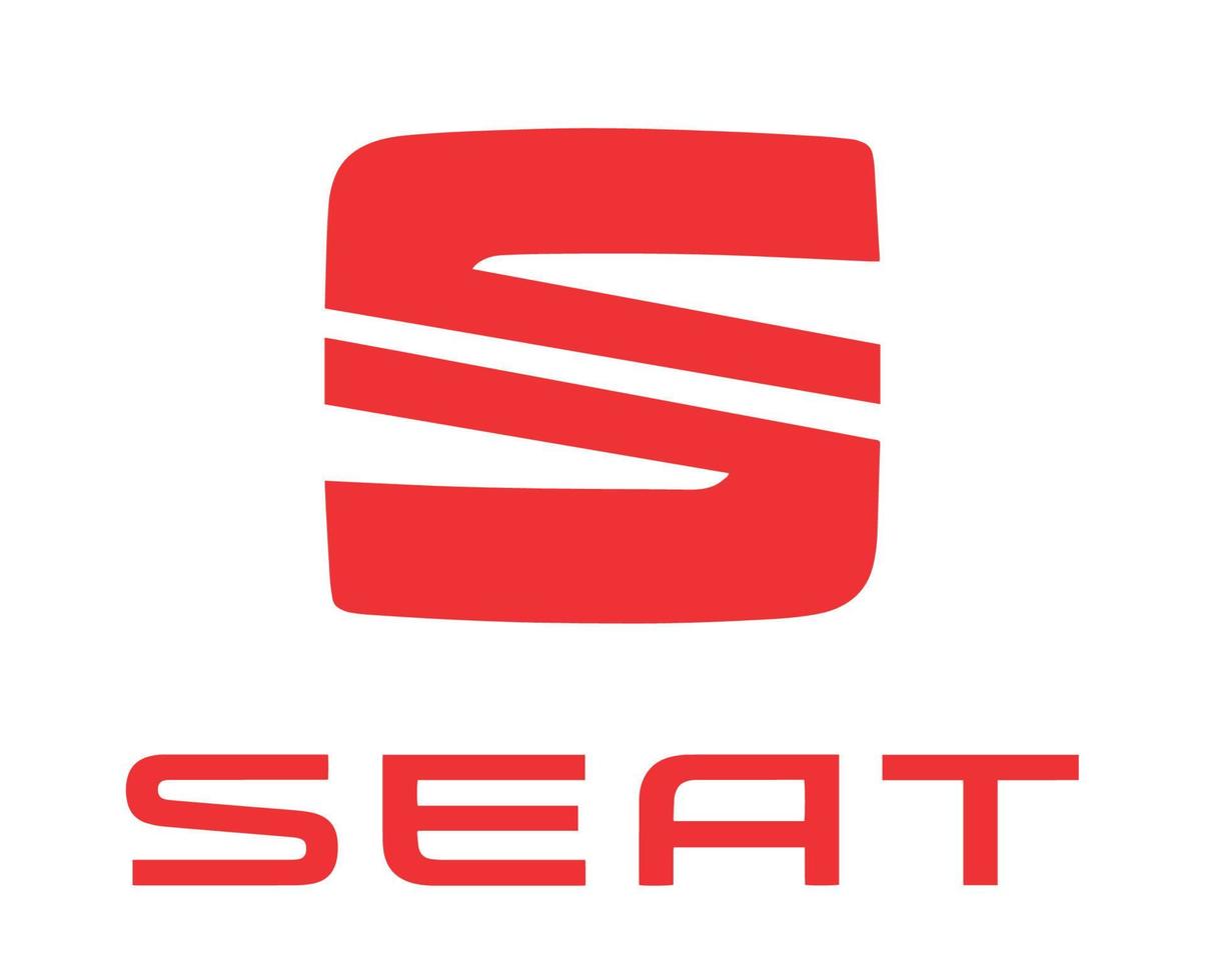 stoel logo merk auto met naam rood ontwerp Spaans auto- vector illustratie