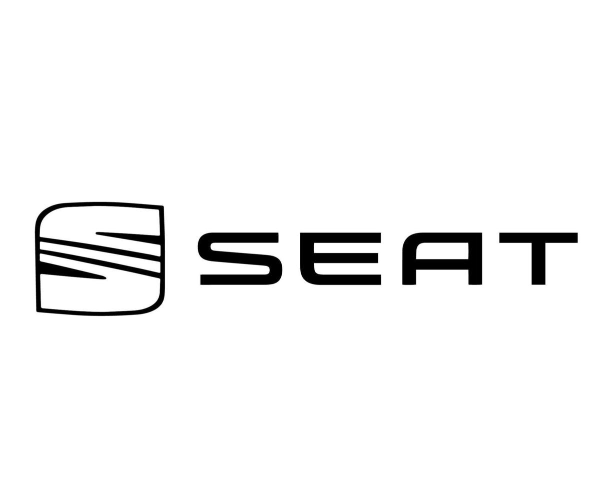 stoel logo merk auto symbool met naam zwart ontwerp Spaans auto- vector illustratie