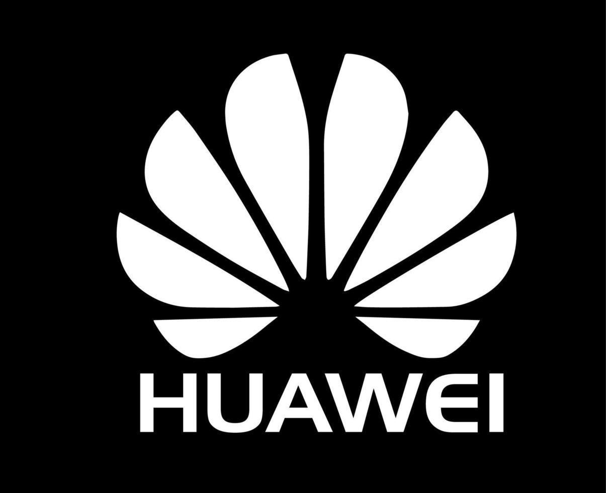 huawei logo merk telefoon symbool met naam wit ontwerp China mobiel vector illustratie met zwart achtergrond
