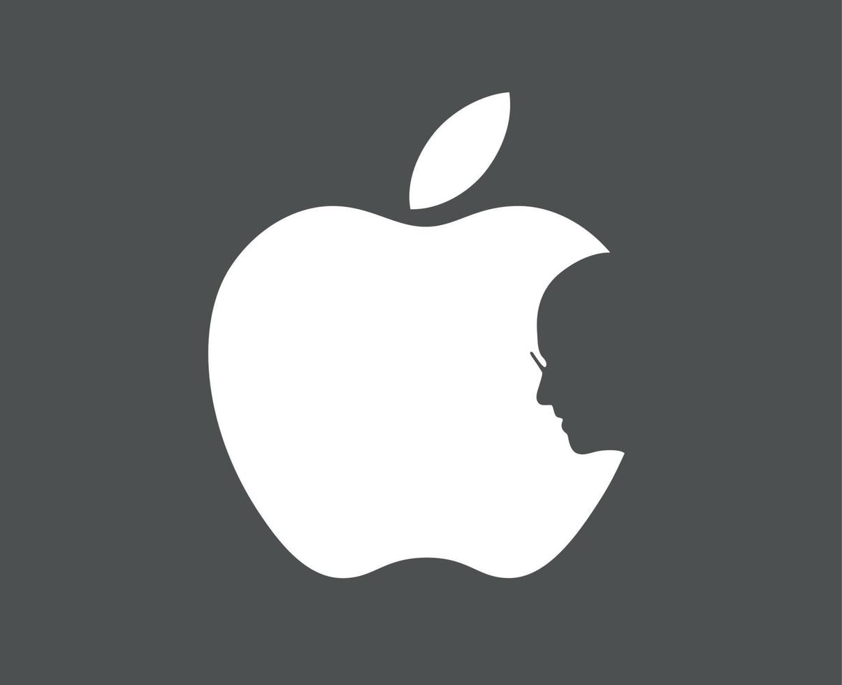 appel merk logo telefoon symbool met steve jobs gezicht wit ontwerp mobiel vector illustratie met grijs achtergrond