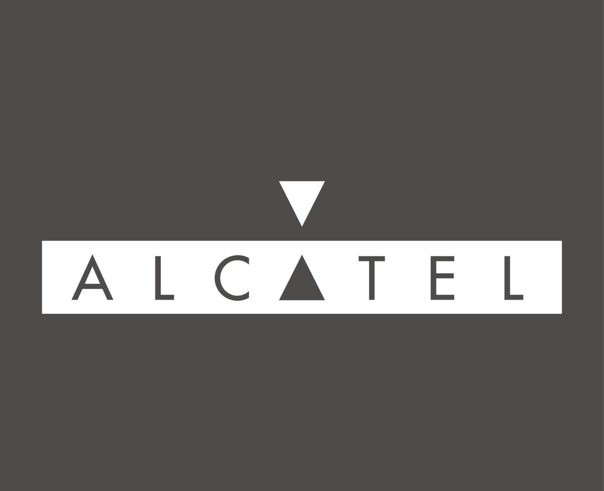 alcatel merk logo telefoon symbool wit ontwerp mobiel vector illustratie met grijs achtergrond