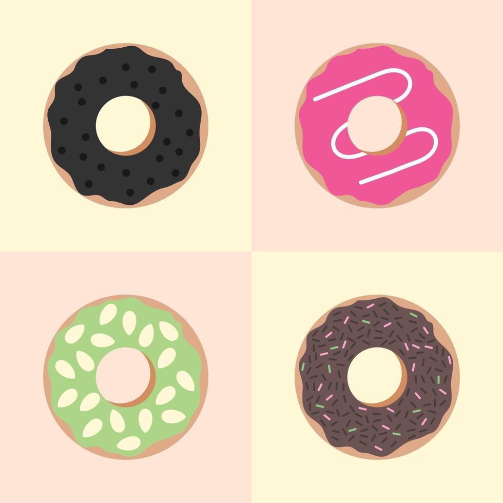 set van lekkere donuts vector