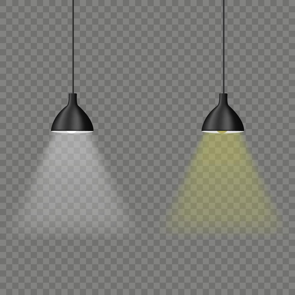 plafond lichten met geel en wit bollen, geïsoleerd Aan transparant achtergrond vector