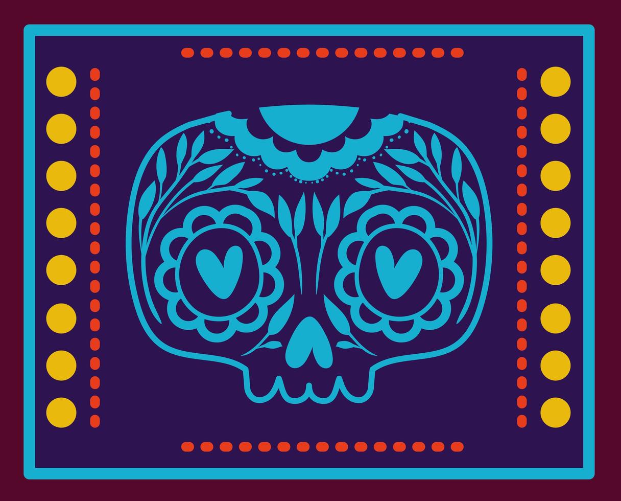 Mexicaanse schedel met kleurrijk frame vector