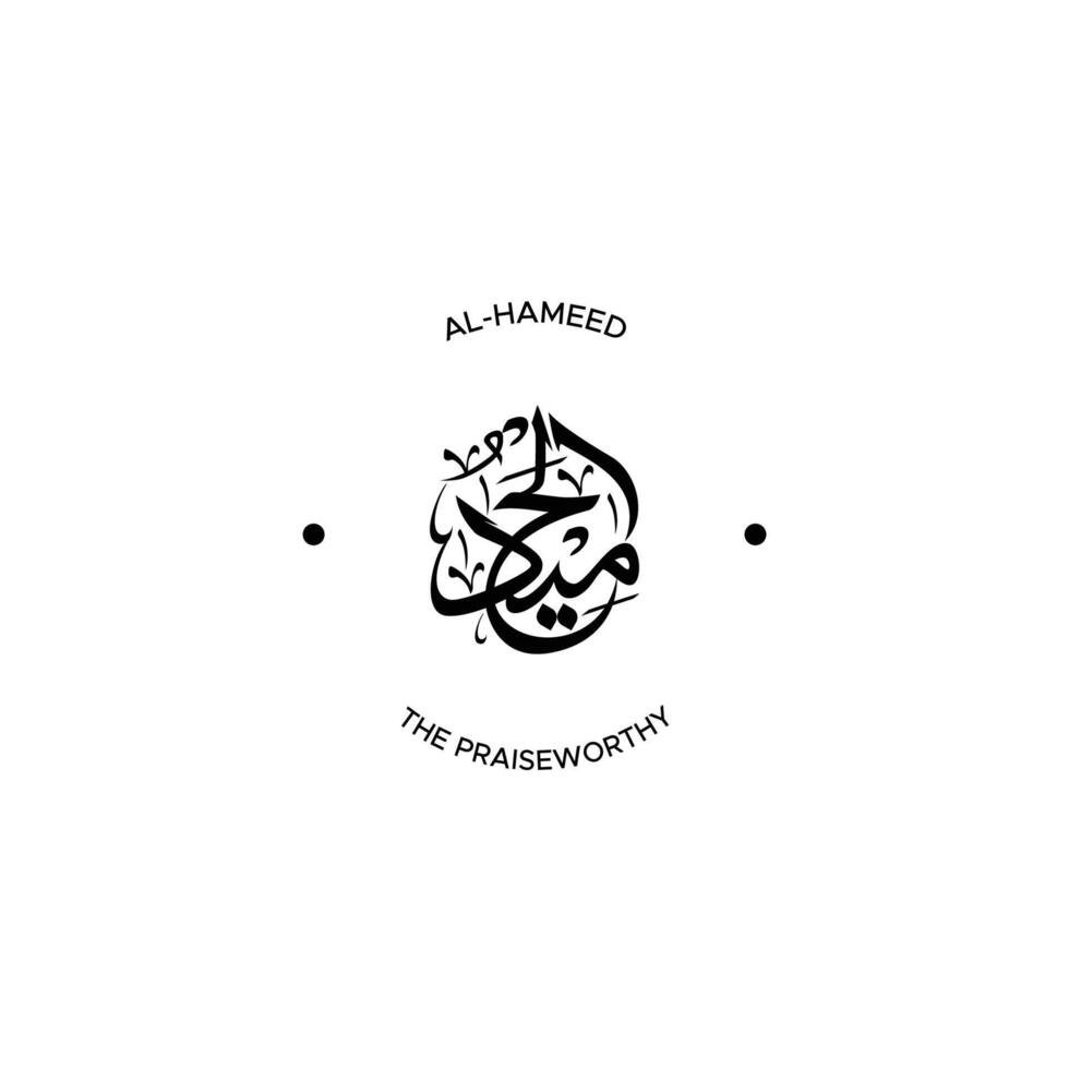 allah's naam met betekenis in Arabisch schoonschrift stijl vector