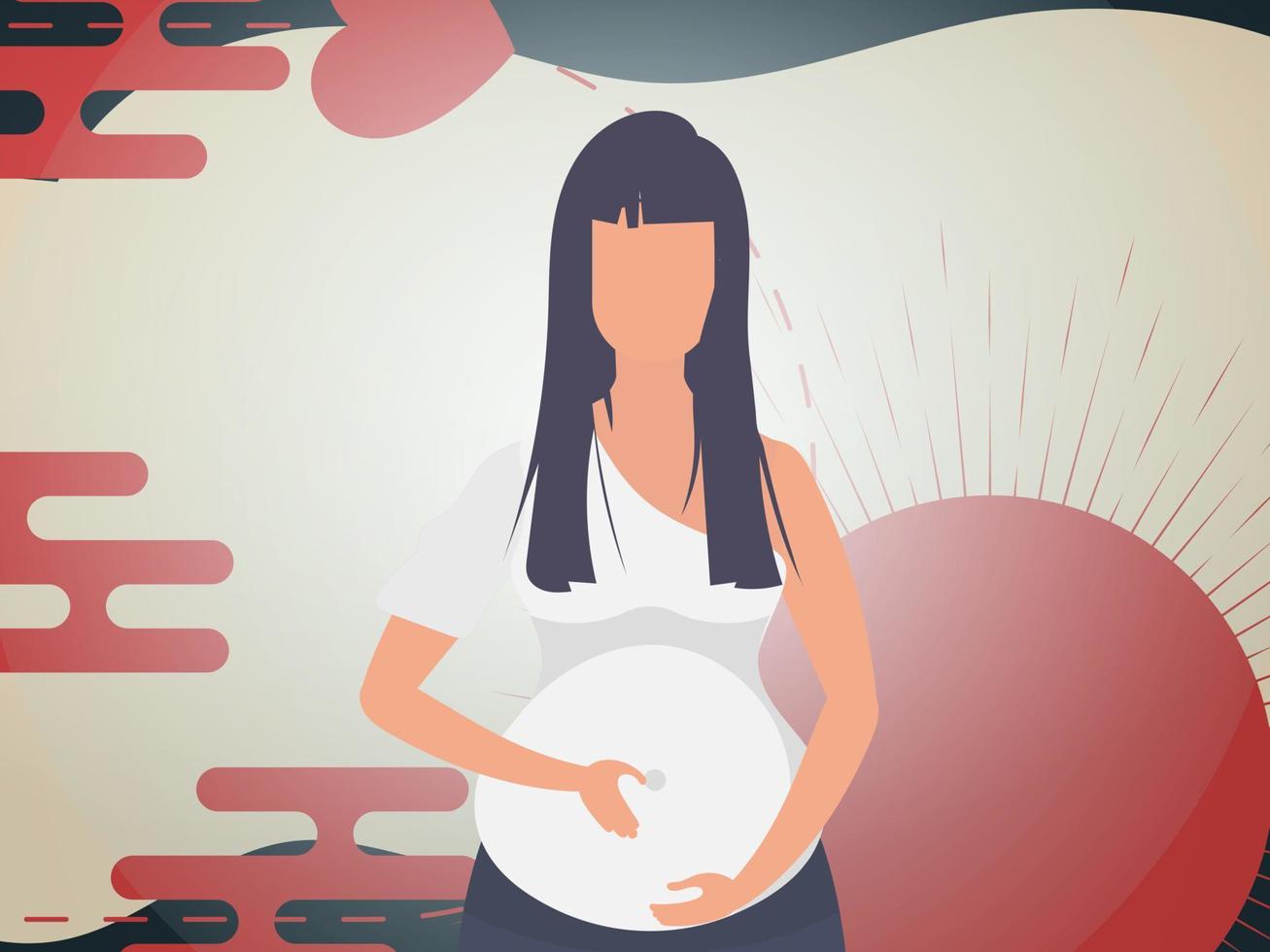 vrouw zwanger Chinese stijl spandoek. vector illustratie.