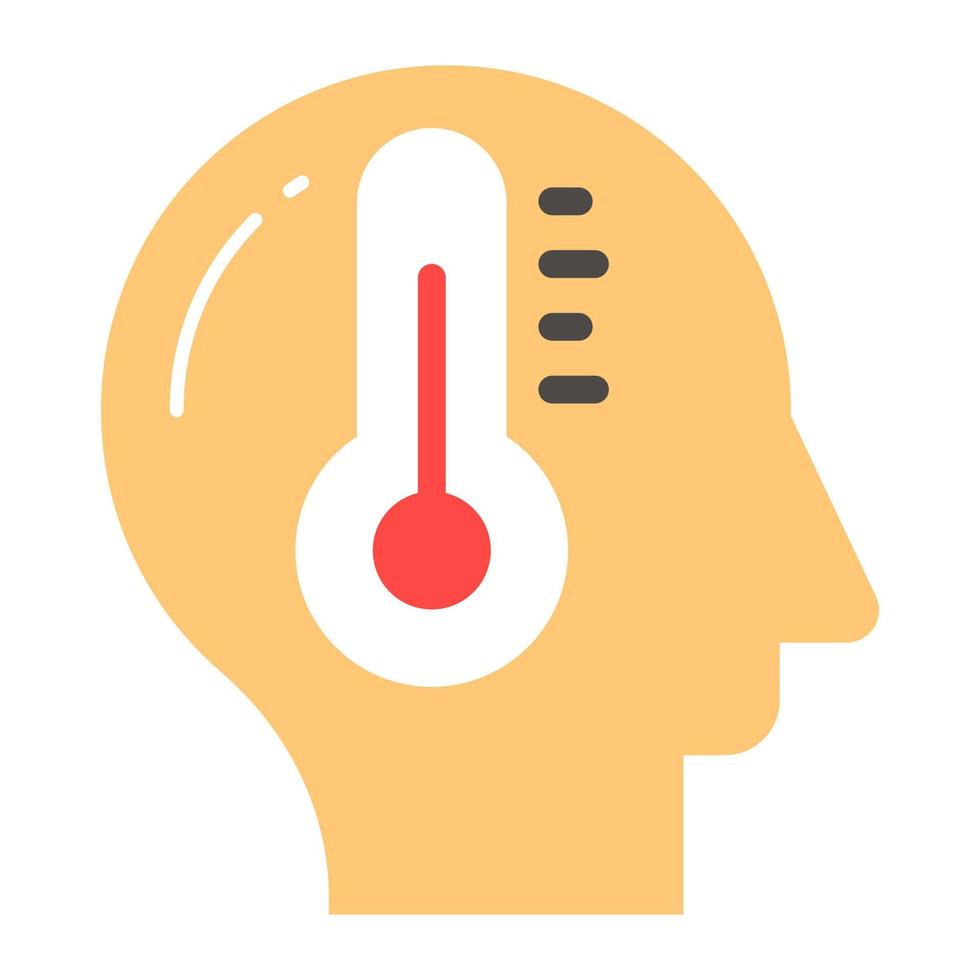 thermometer en menselijk geest aanduiding concept van koorts vector