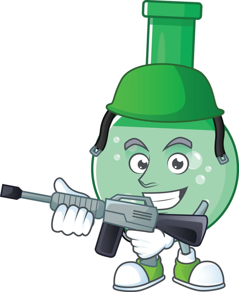 groen chemisch fles tekenfilm karakter vector