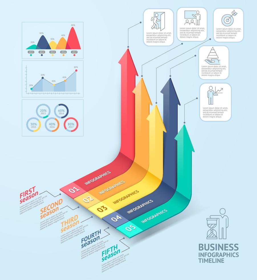 zakelijke pijlen infographics sjabloon. kan worden gebruikt voor werkstroomlay-out, diagram, nummeropties, webdesign en tijdlijn. vector