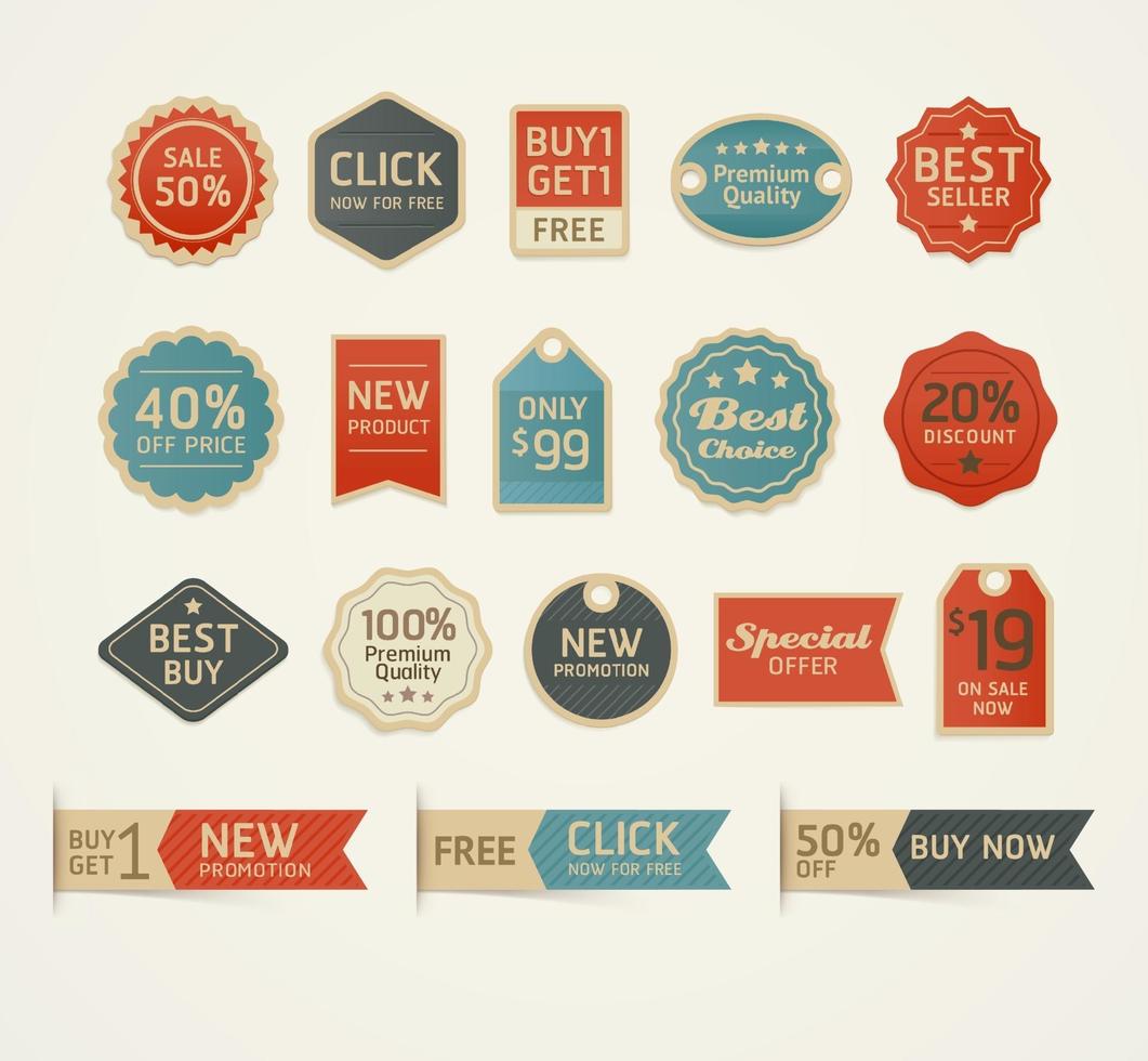 set van retro vintage badges en etiketten ontwerp. vector illustratie.