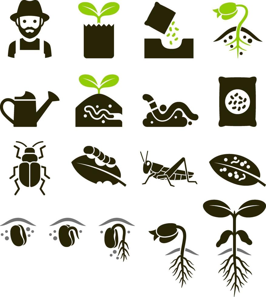 plant pictogrammen. vector illustraties.