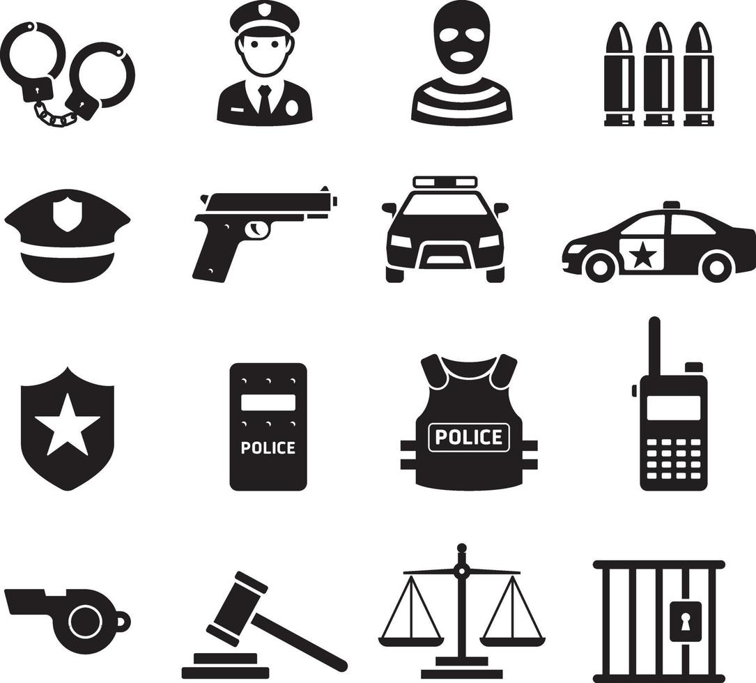 politie pictogrammen. vector illustraties.