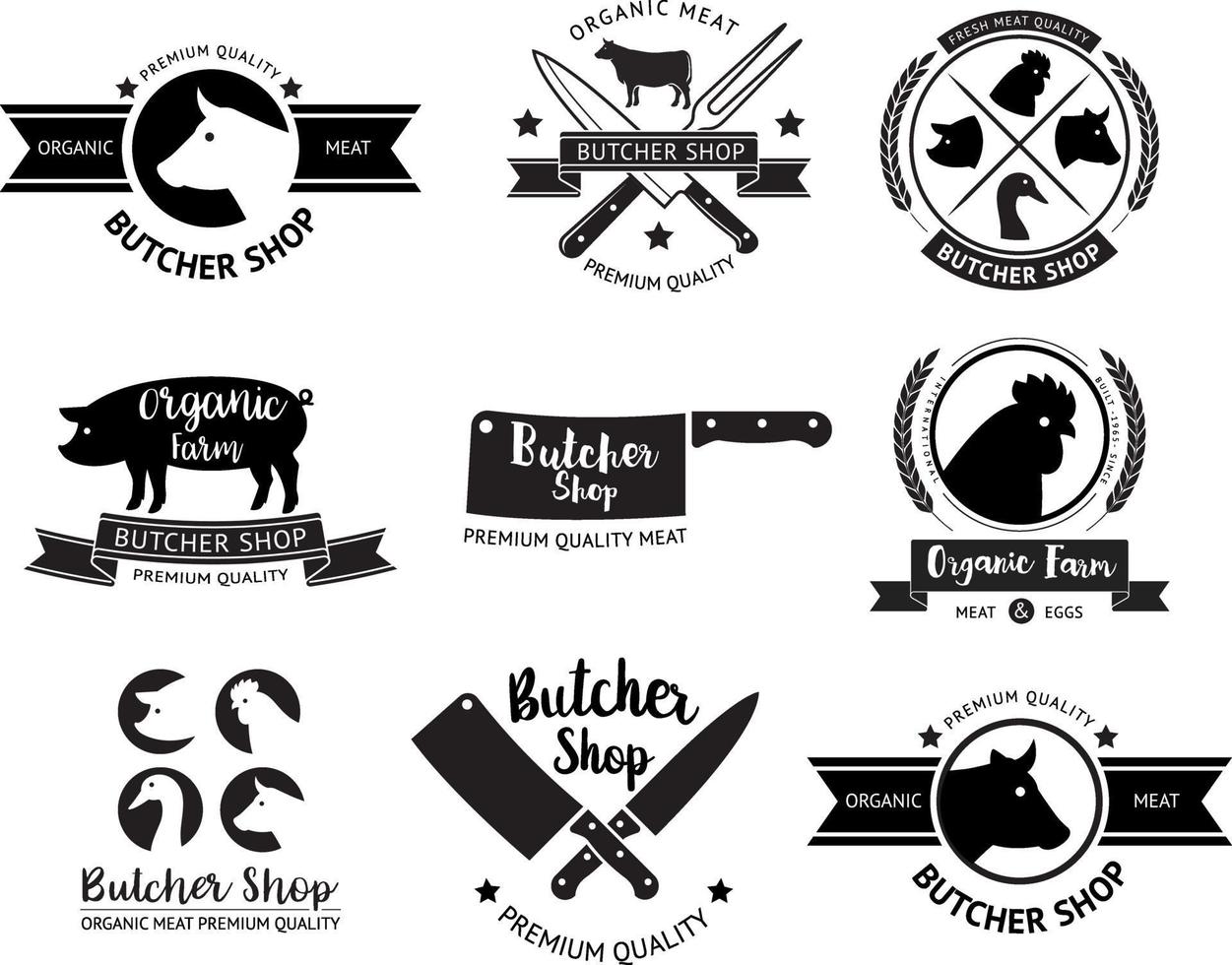 slagerij logo en label. vector illustraties.