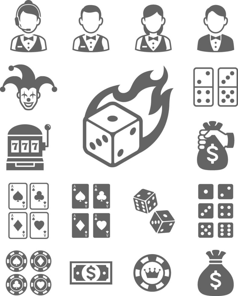 casino pictogrammen. vector illustraties.