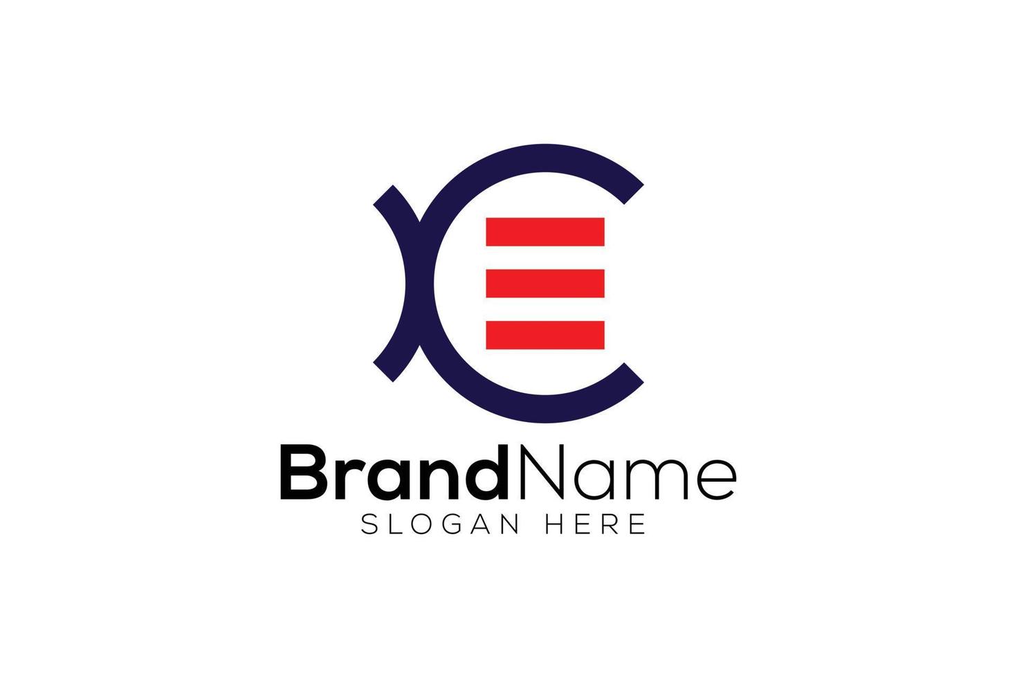 brief e c logo ontwerp sjabloon vector