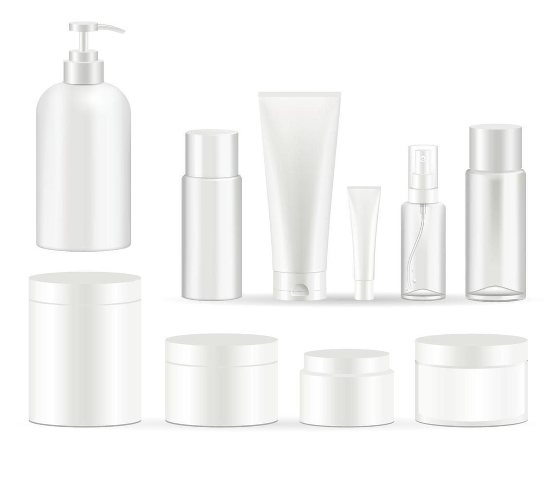 cosmetische flessen verpakking set vectorillustraties. vector