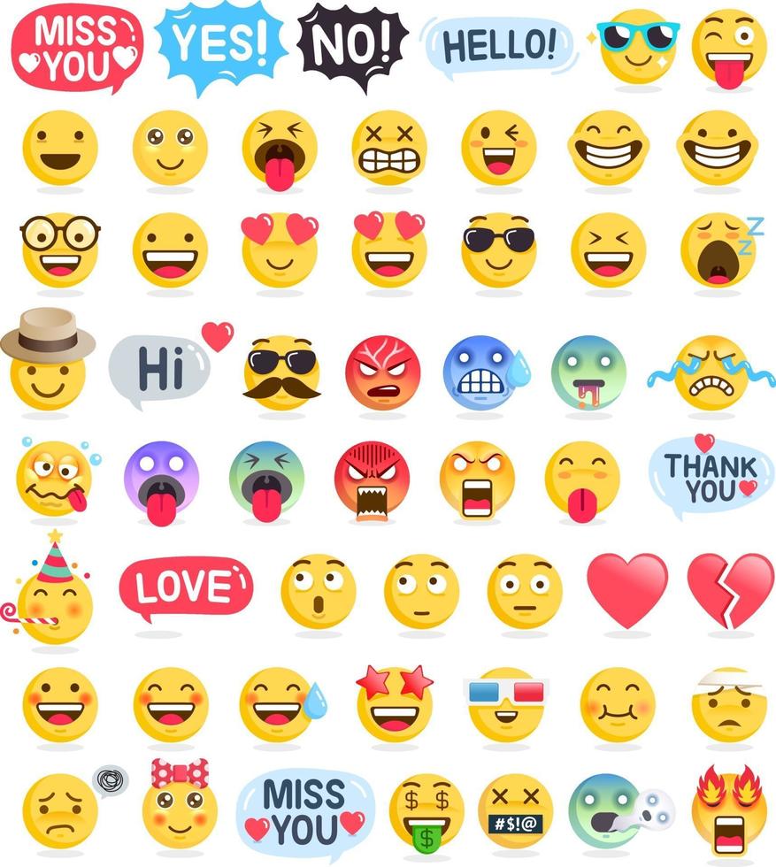 emoji emoticons symbolen pictogrammen instellen. vector illustraties