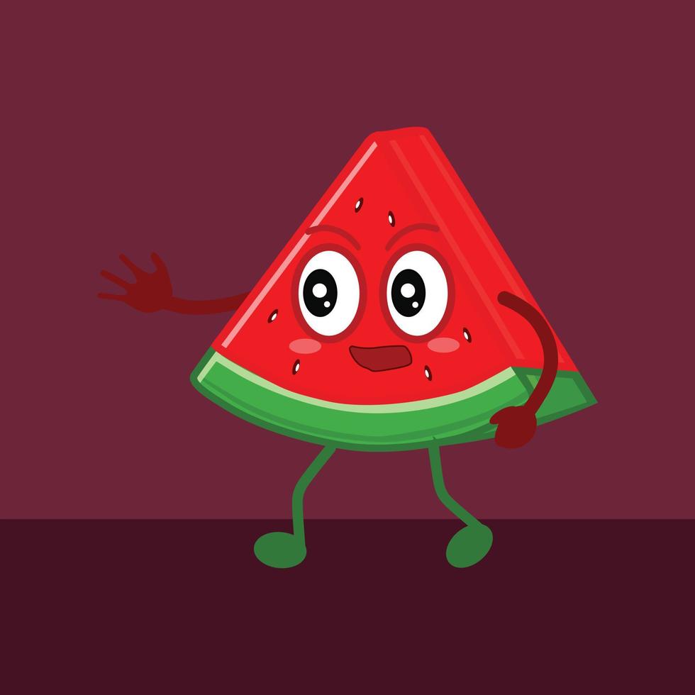 een schattig watermeloen karakter met een verscheidenheid van uitdrukkingen. zomer fruit. watermeloen karakter illustratie vector