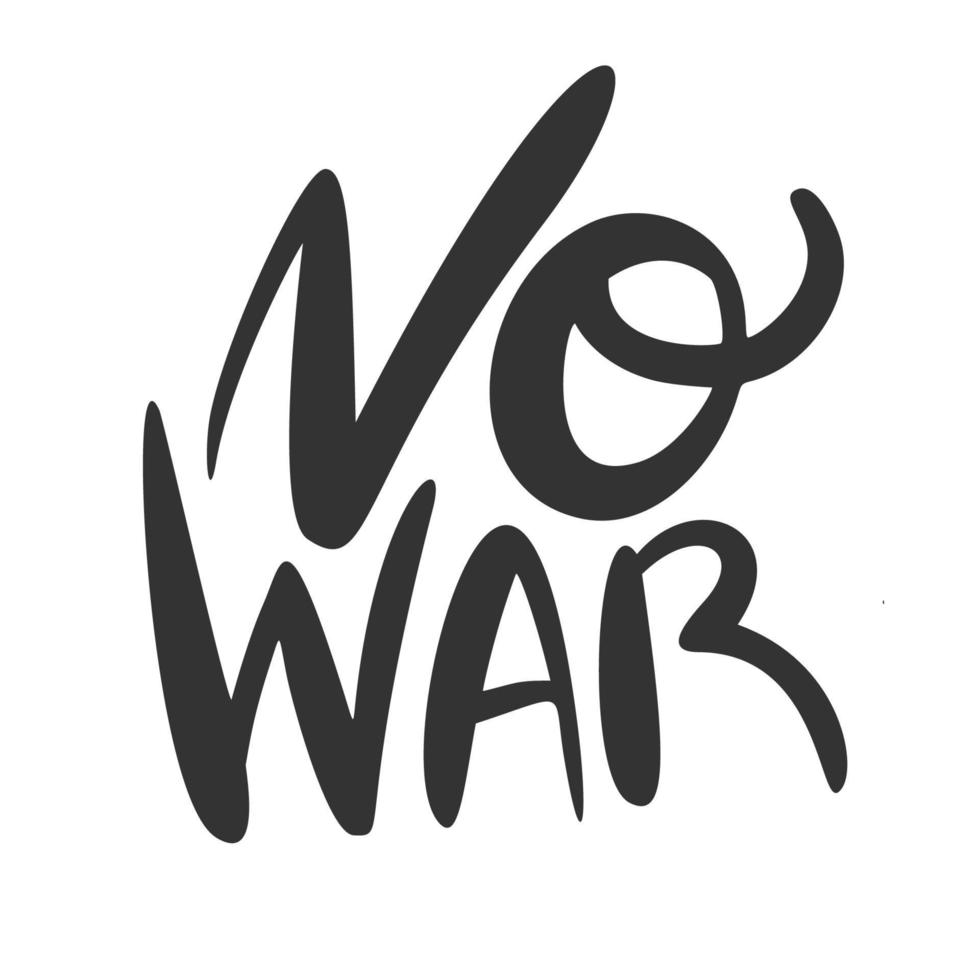 Nee oorlog. hou op oorlog. inscriptie. een telefoontje naar vrede. handgeschreven tekst. voor uw ontwerp. vector