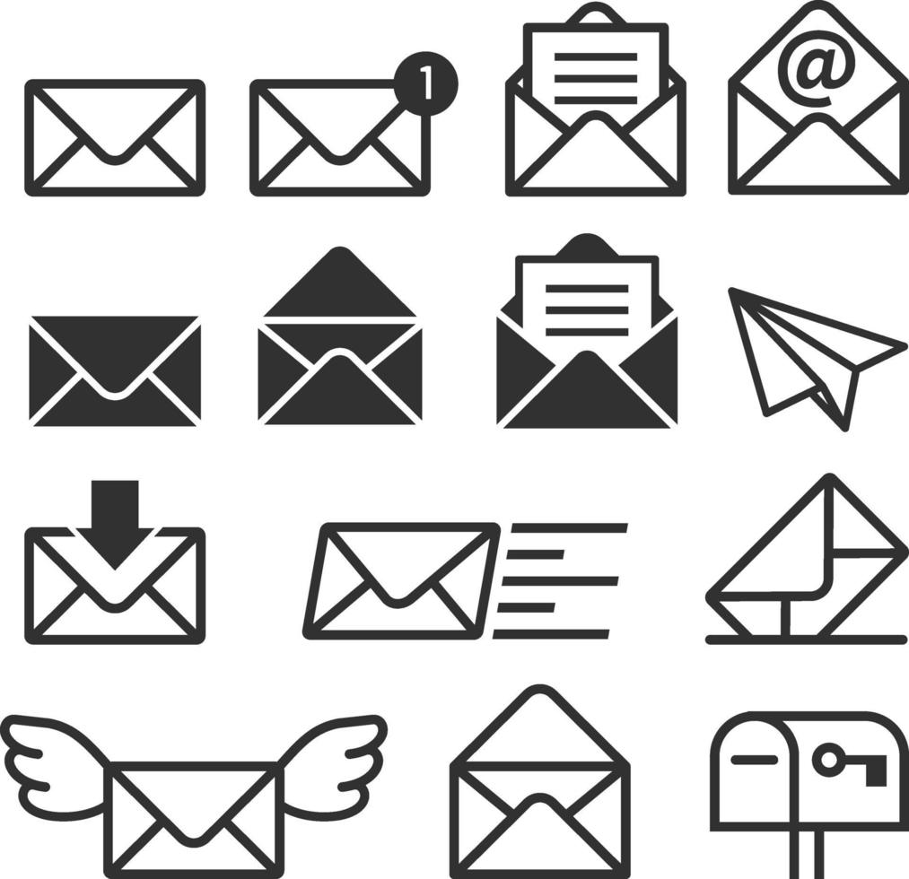 e-mail pictogrammen. vector illustraties.