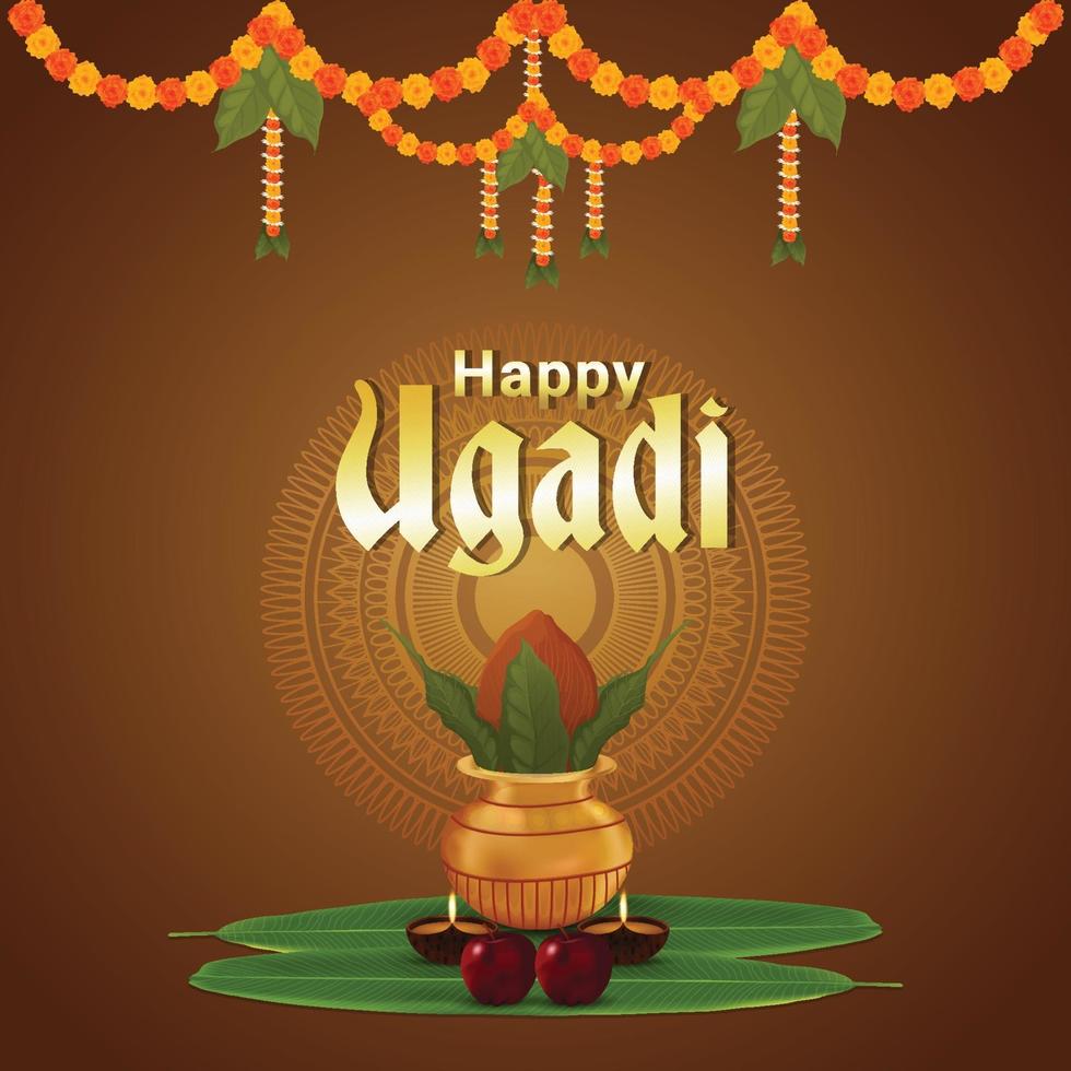 gelukkige ugadi-vieringsachtergrond vector