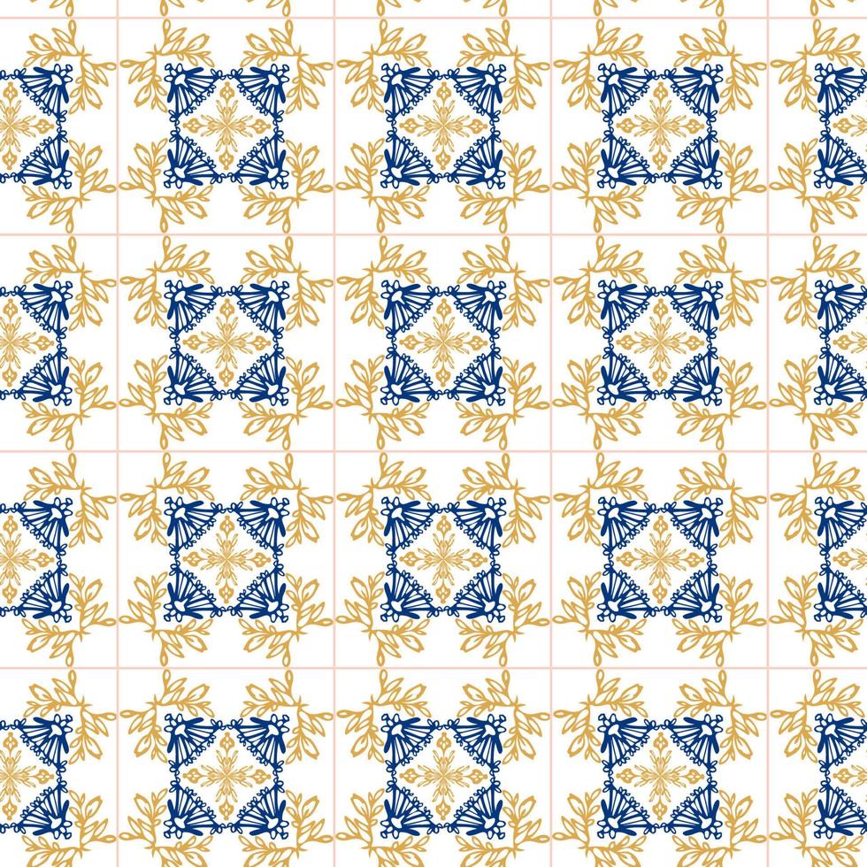 azulejos blauw en geel naadloos patroon vector