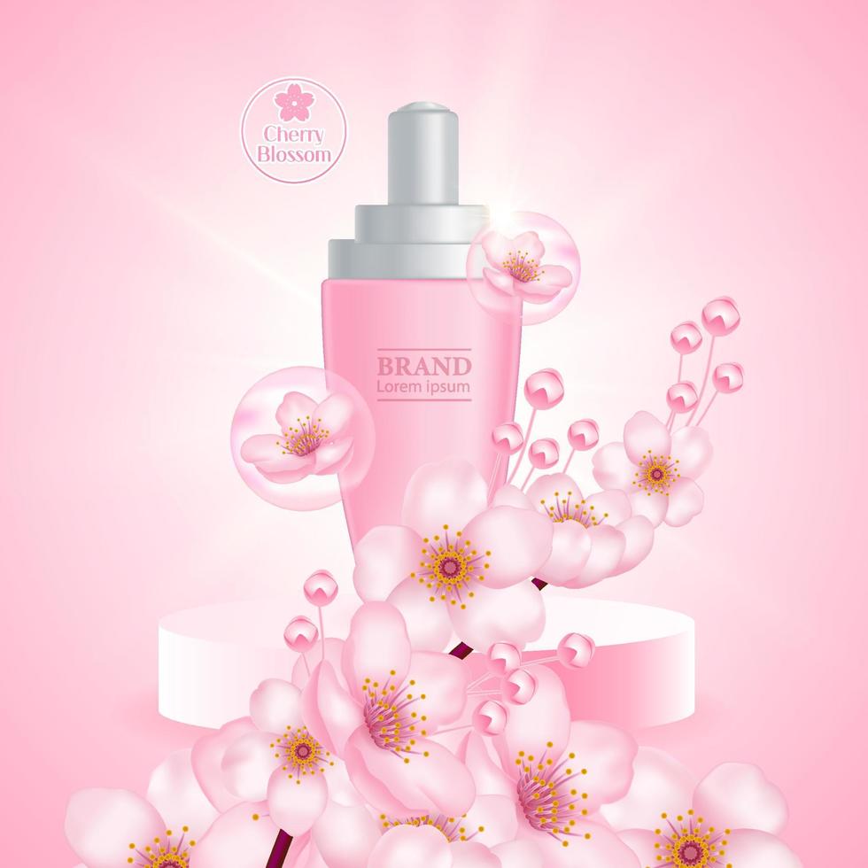 kers bloesem, sakura Afdeling met roze bloemen illustratie. vector