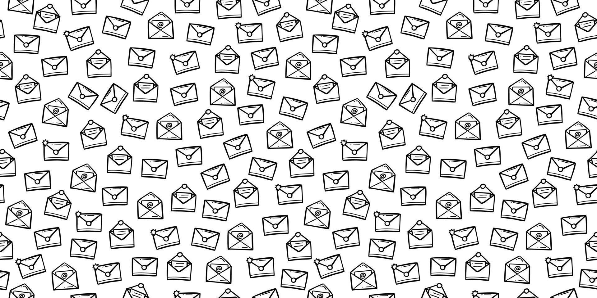 hand- tekening tekening e-mail brief icoon naadloos patroon achtergrond vector