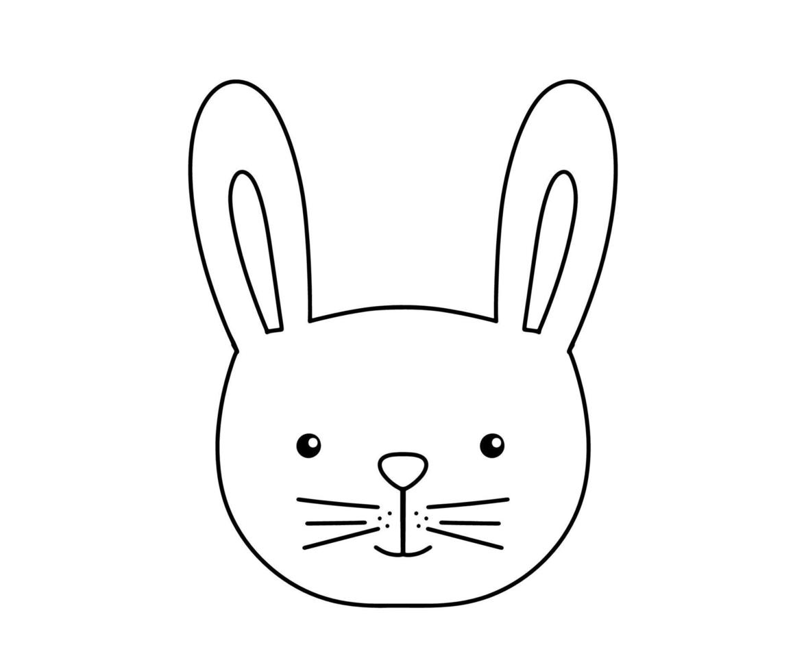 schattig schets konijn gezicht. vector illustratie lief konijn geïsoleerd Aan wit. Pasen simbol boerderij dier voor kleur bladzijde