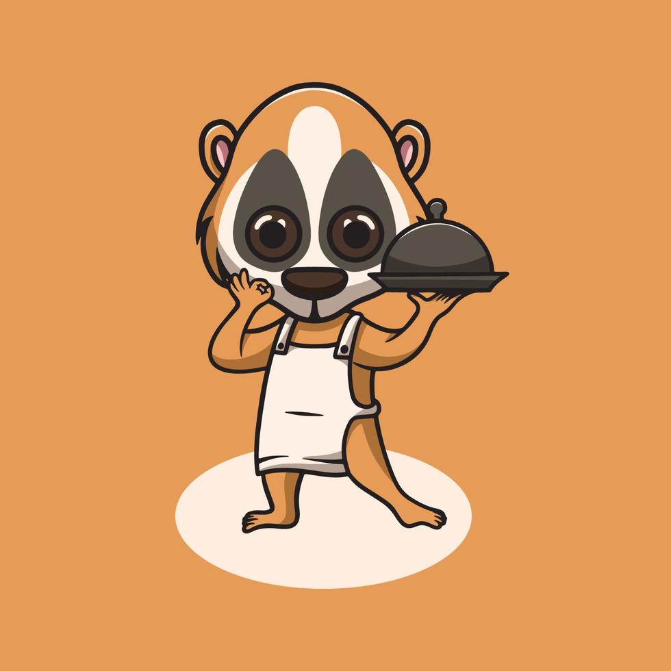 schattig langzaam Loris Koken chocola taart tekenfilm illustratie vector