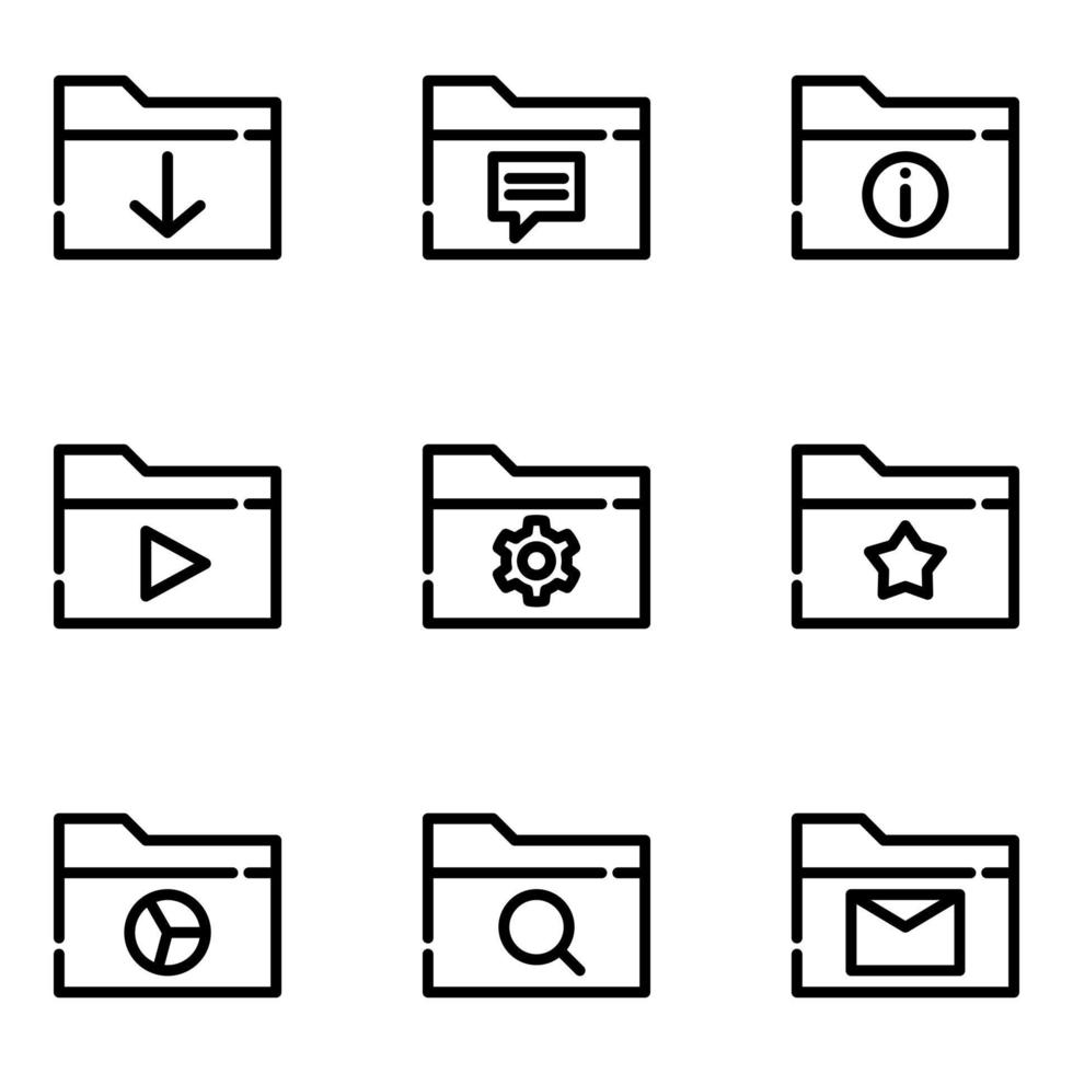 set van mappen pictogram vector