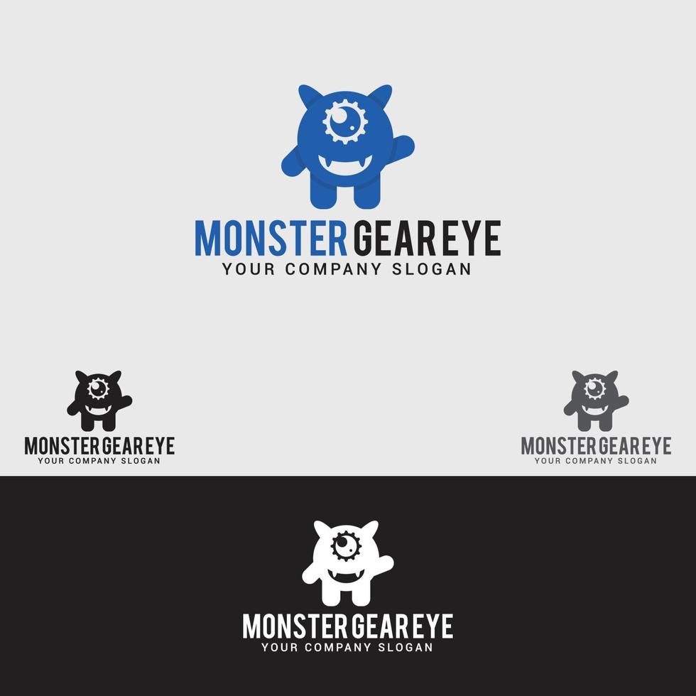 monster versnelling oog logo vector ontwerpsjabloon