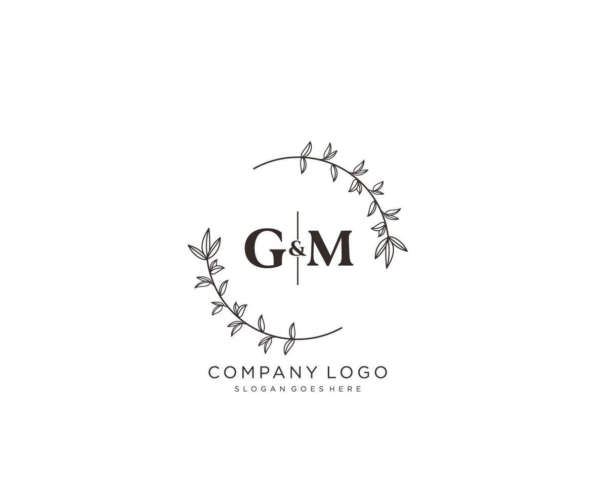 eerste gm brieven mooi bloemen vrouwelijk bewerkbare premade monoline logo geschikt voor spa salon huid haar- schoonheid winkel en kunstmatig bedrijf. vector