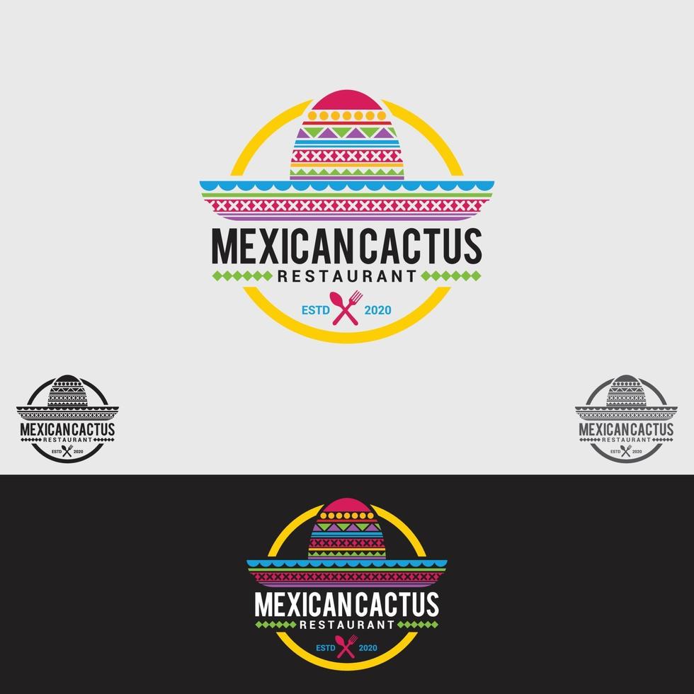 Mexicaanse cactus logo ontwerpsjabloon vector